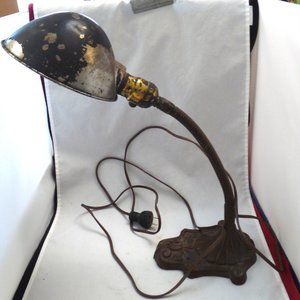 Antique vintage cast iron Art Deco goose neck lamp